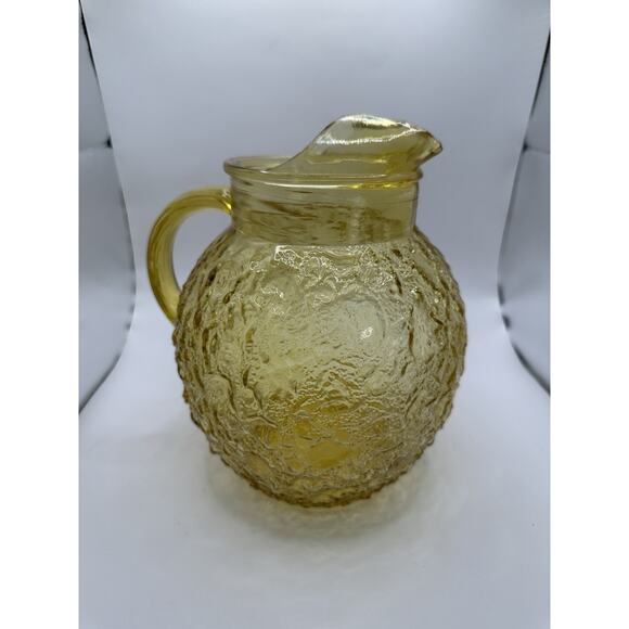 Vintage Anchor Hocking Fairfield Starburst Amber Glass Pitcher - Picture 4 of 9